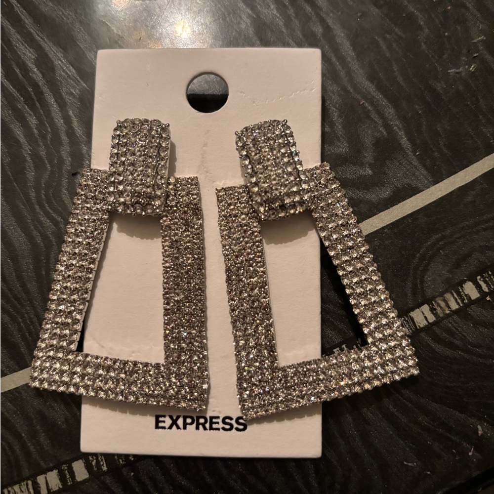 Express Dazzling Silver Geometric Earrings
